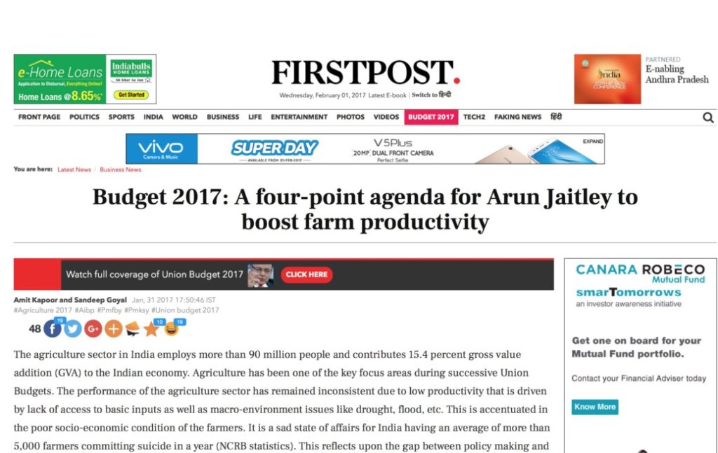 Budget 2017: A four-point agenda for Arun Jaitley to boost farm productivity
