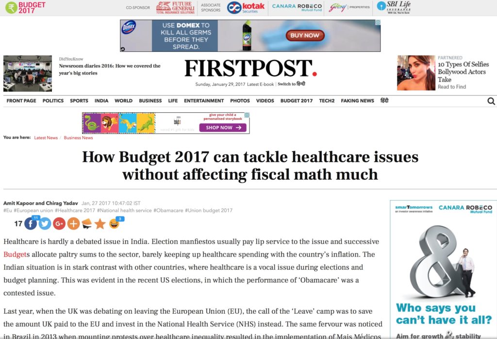 How Budget 2017 can tackle healthcare issues without affecting fiscal math much