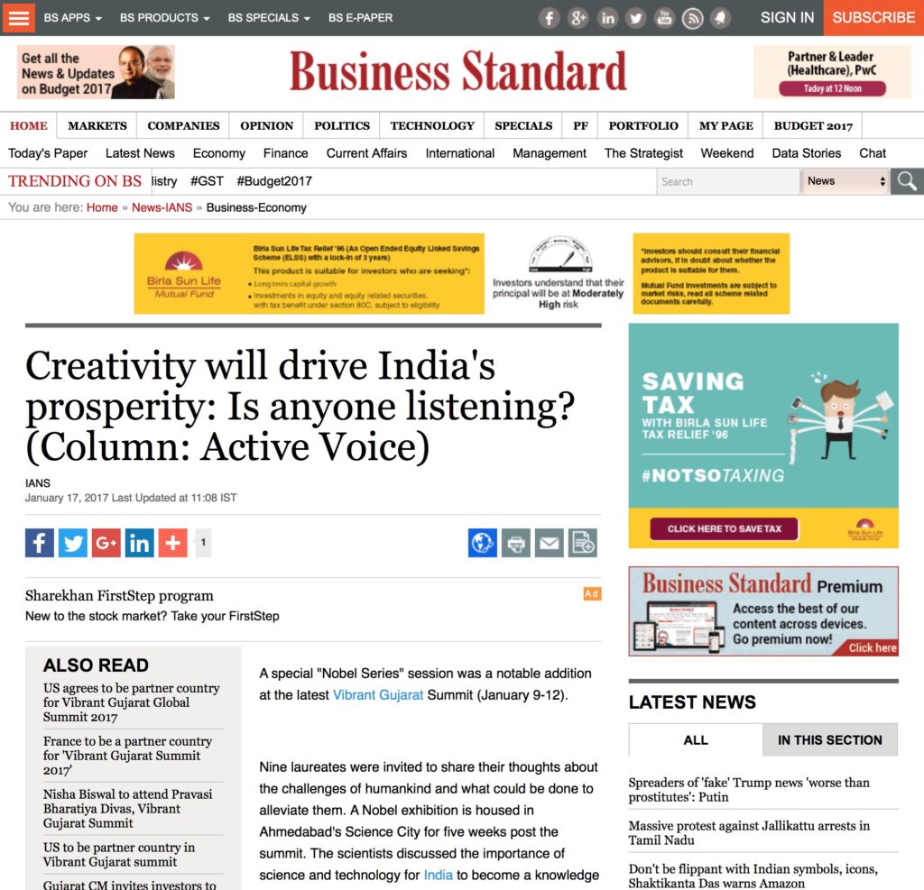 Creativity will drive India's prosperity: Is anyone listening?