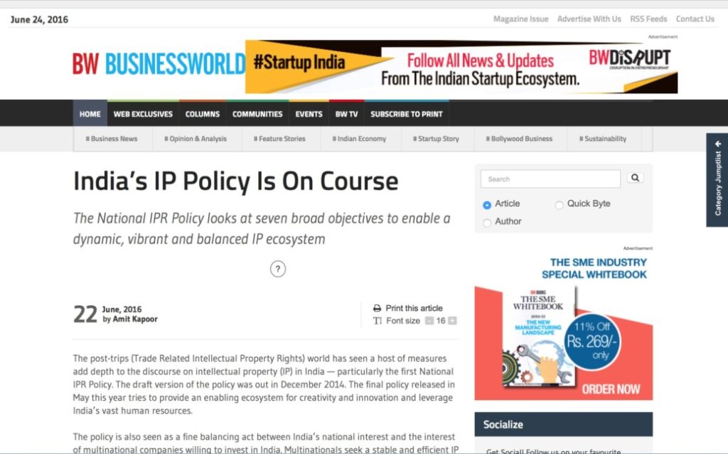 India’s IP Policy Is On Course