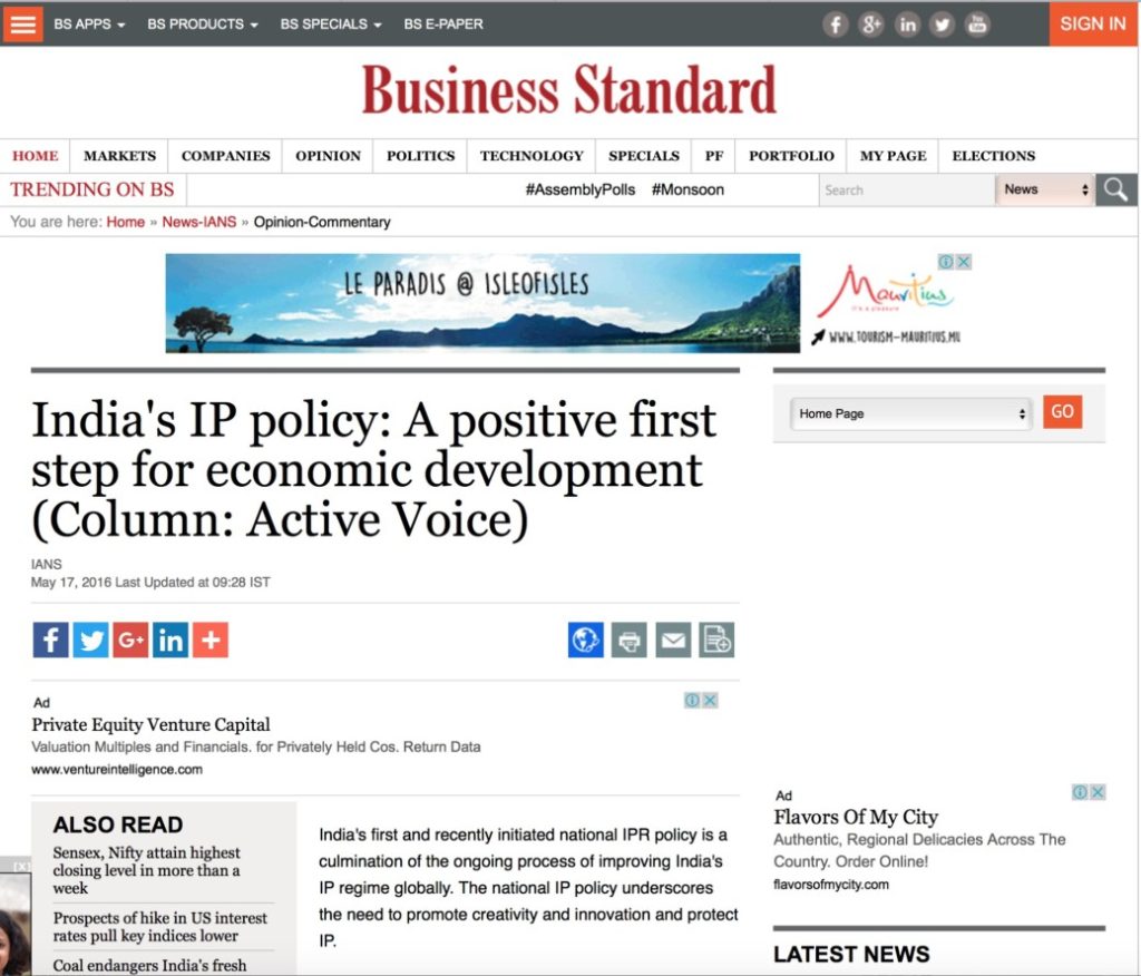 India's IP policy: A positive first step for economic development