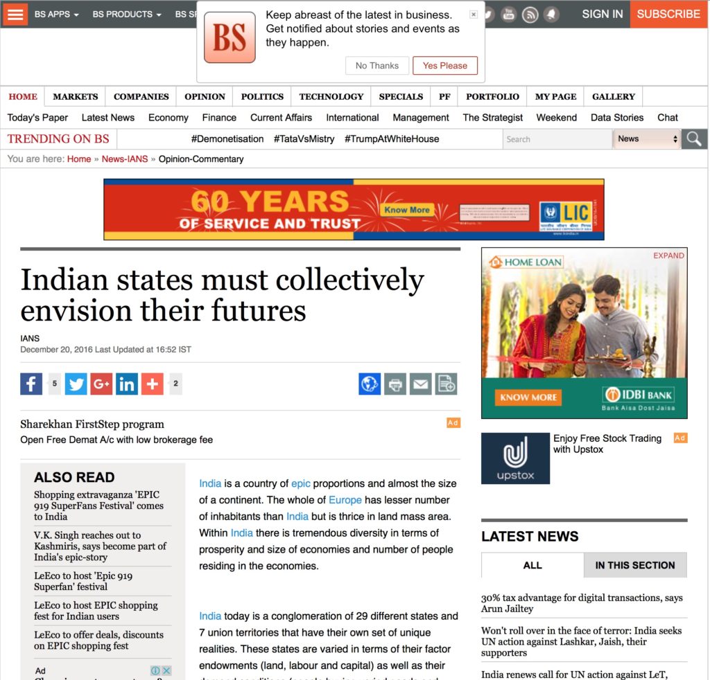 Indian states must collectively envision their futures