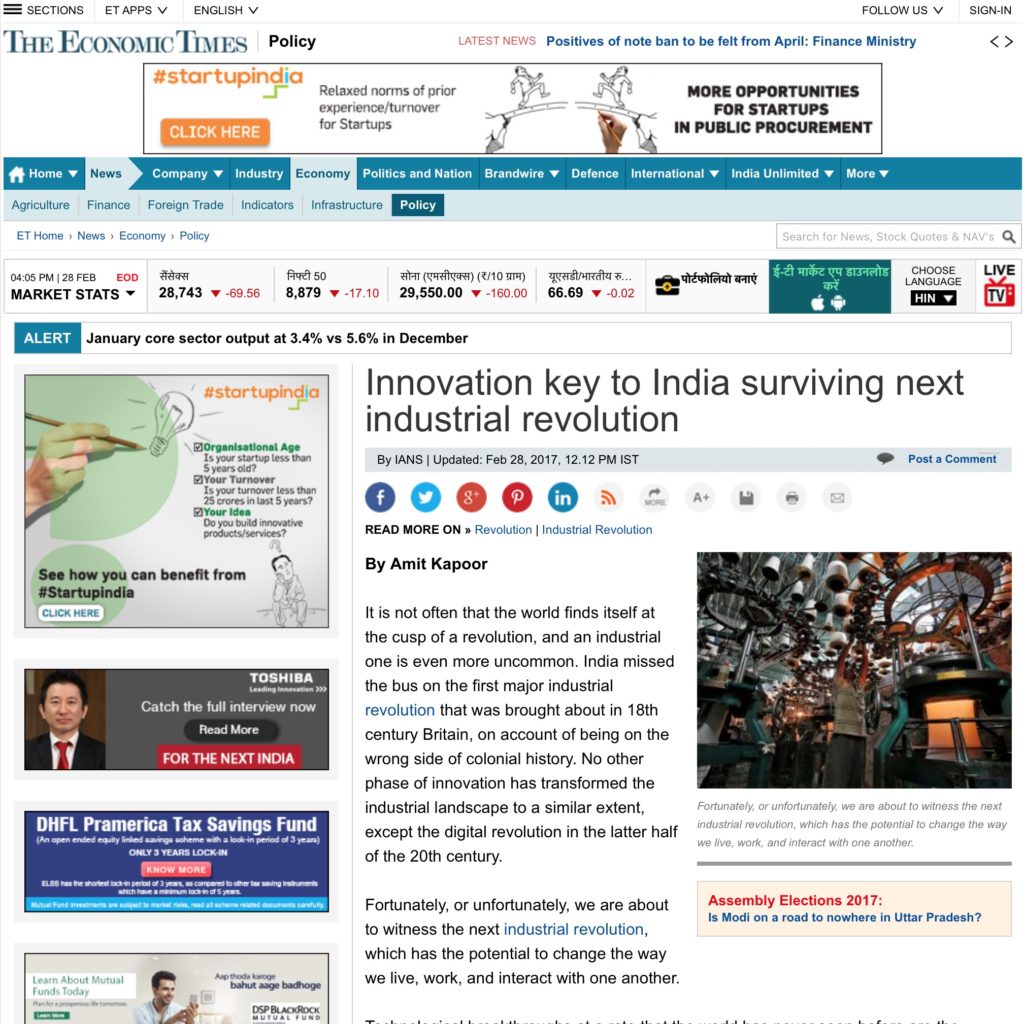 Innovation key to India surviving next industrial revolution