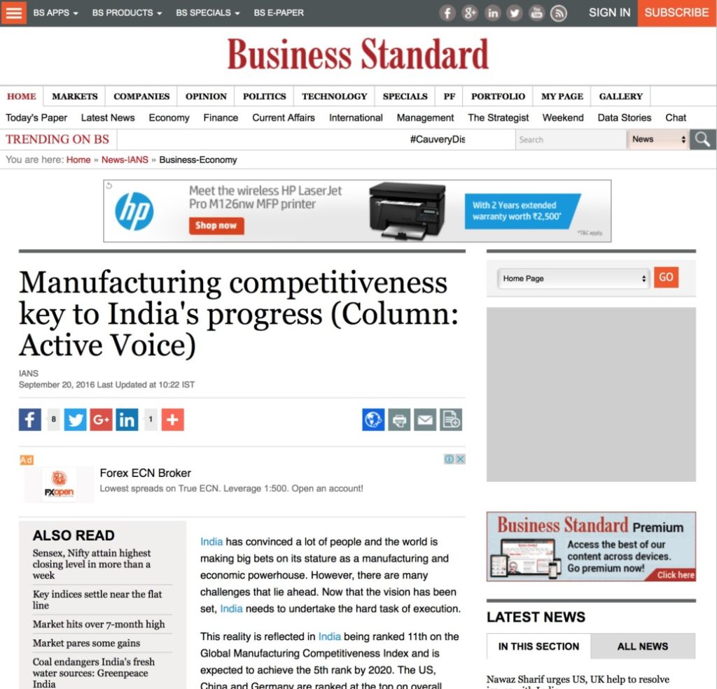Manufacturing competitiveness key to India’s progress