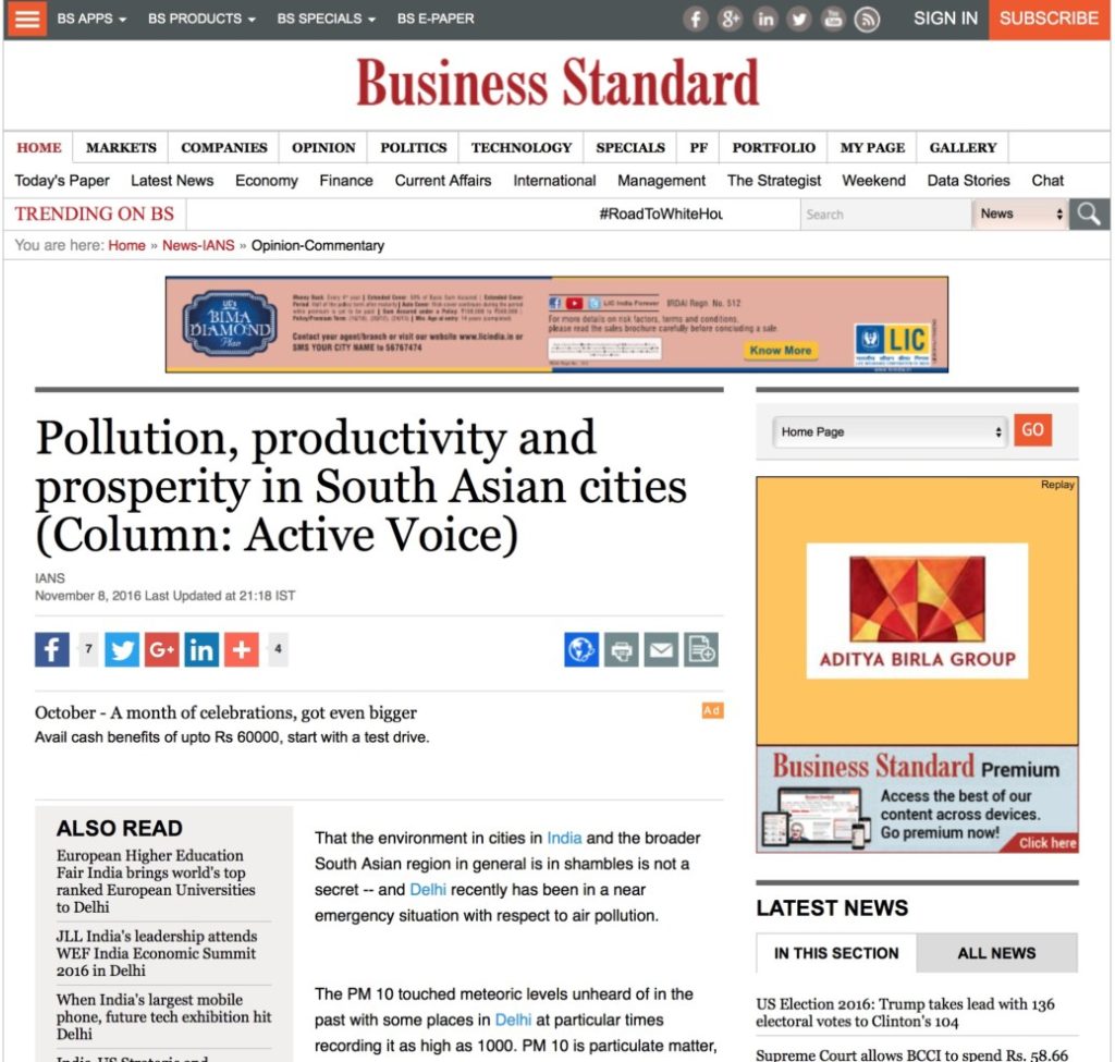 Pollution, productivity and prosperity in South Asian cities