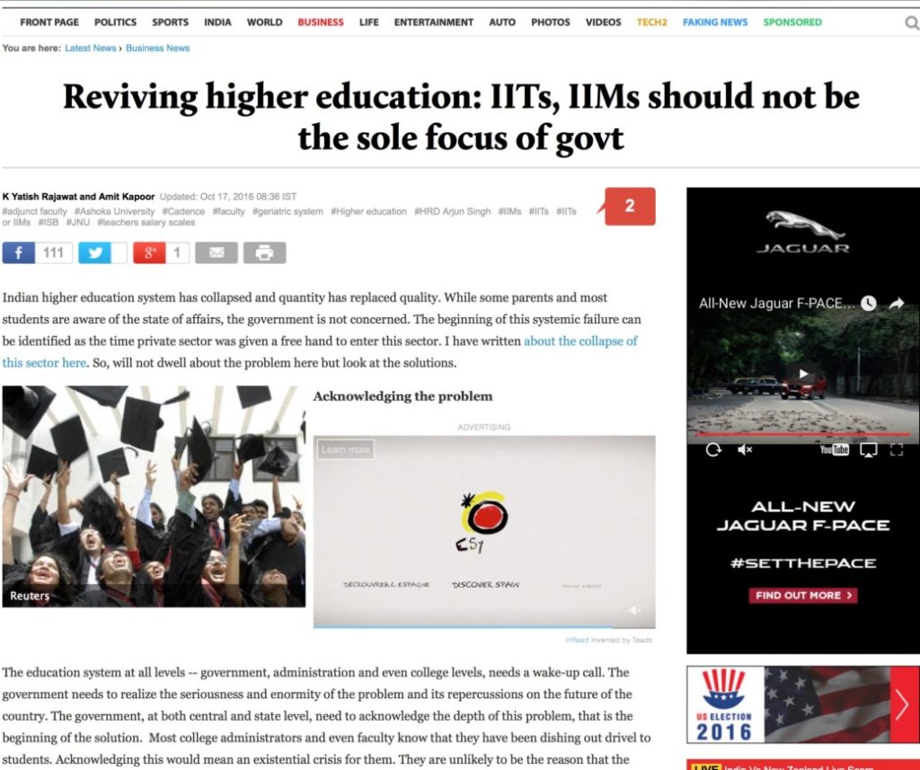Reviving higher education: IITs, IIMs should not be the sole focus of govt