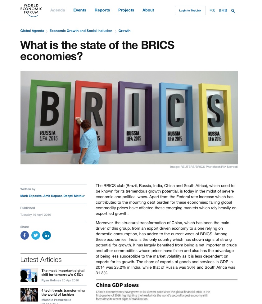 What is the state of the BRICS economies?