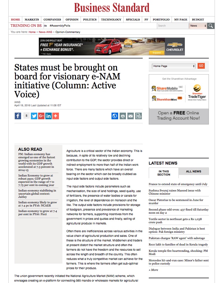 States must be brought on board for visionary e-NAM initiative