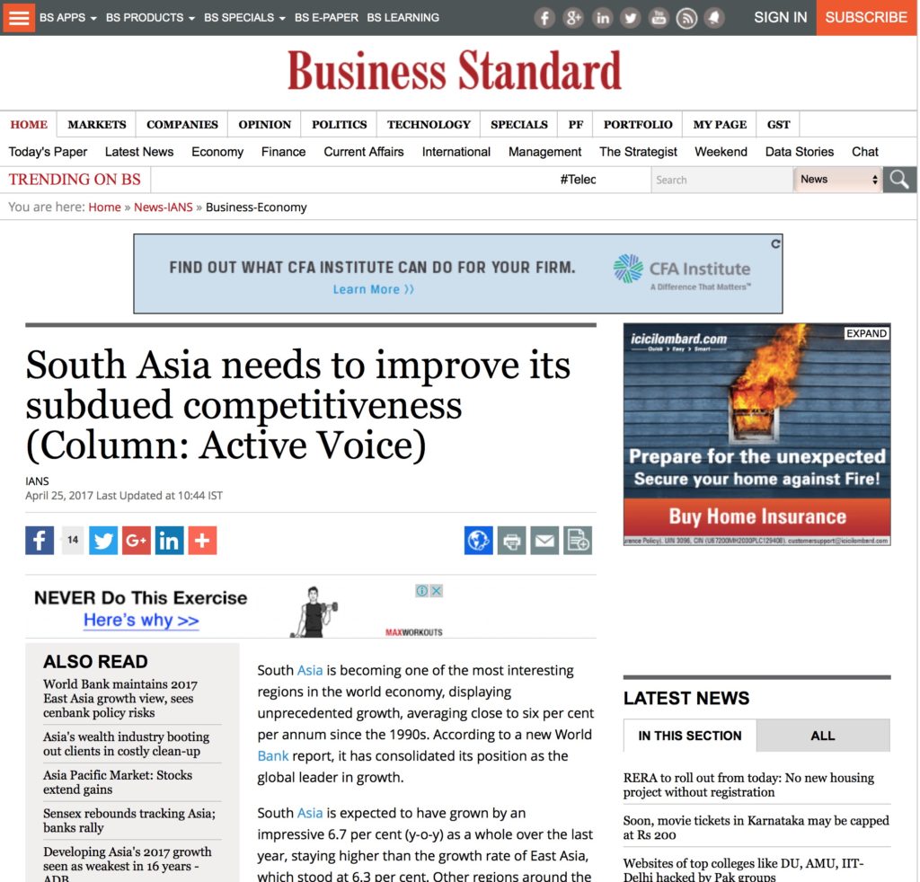 South Asia needs to improve its subdued competitiveness