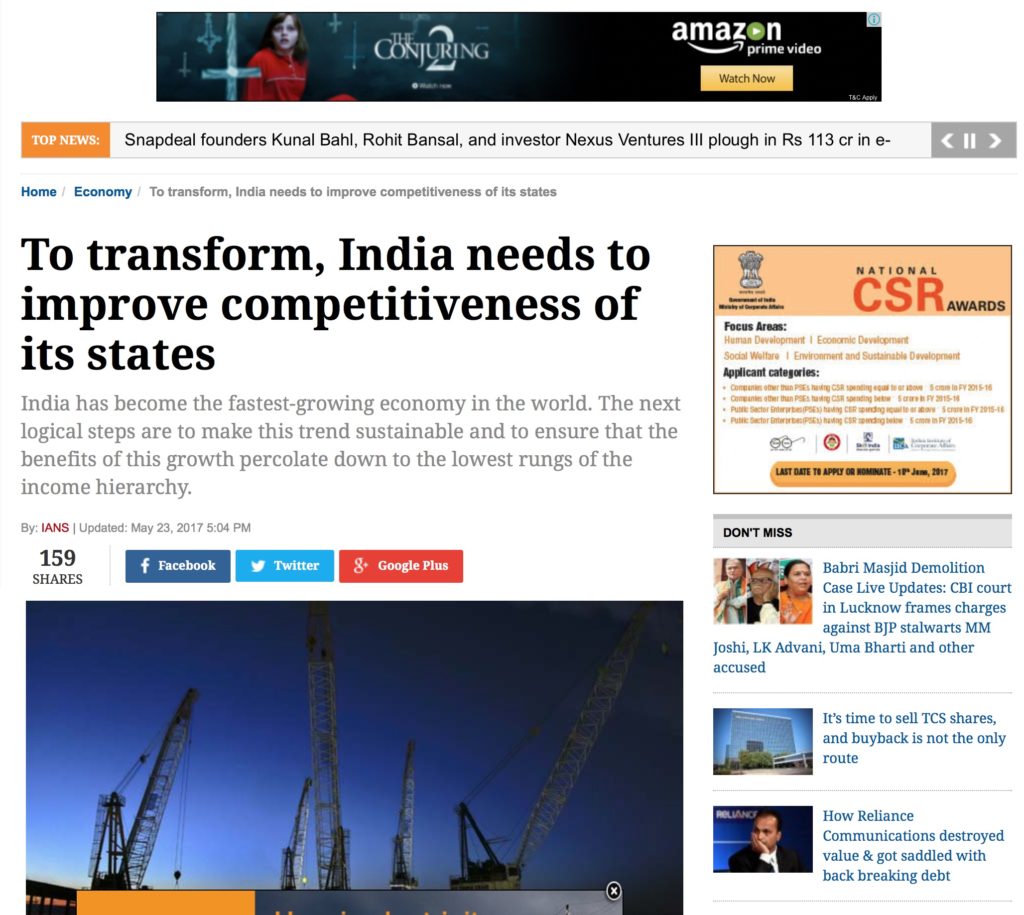 To transform, India needs to improve competitiveness of its states