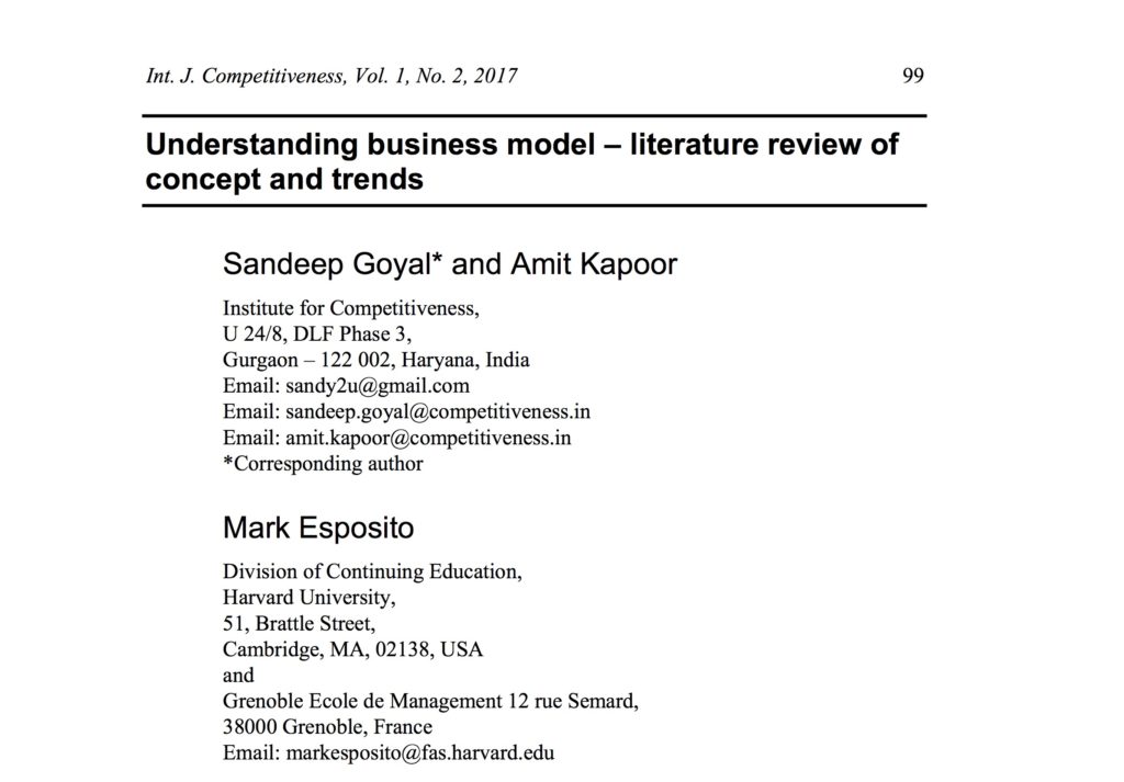Understanding Business Models: Literature Review of Concepts and Trends