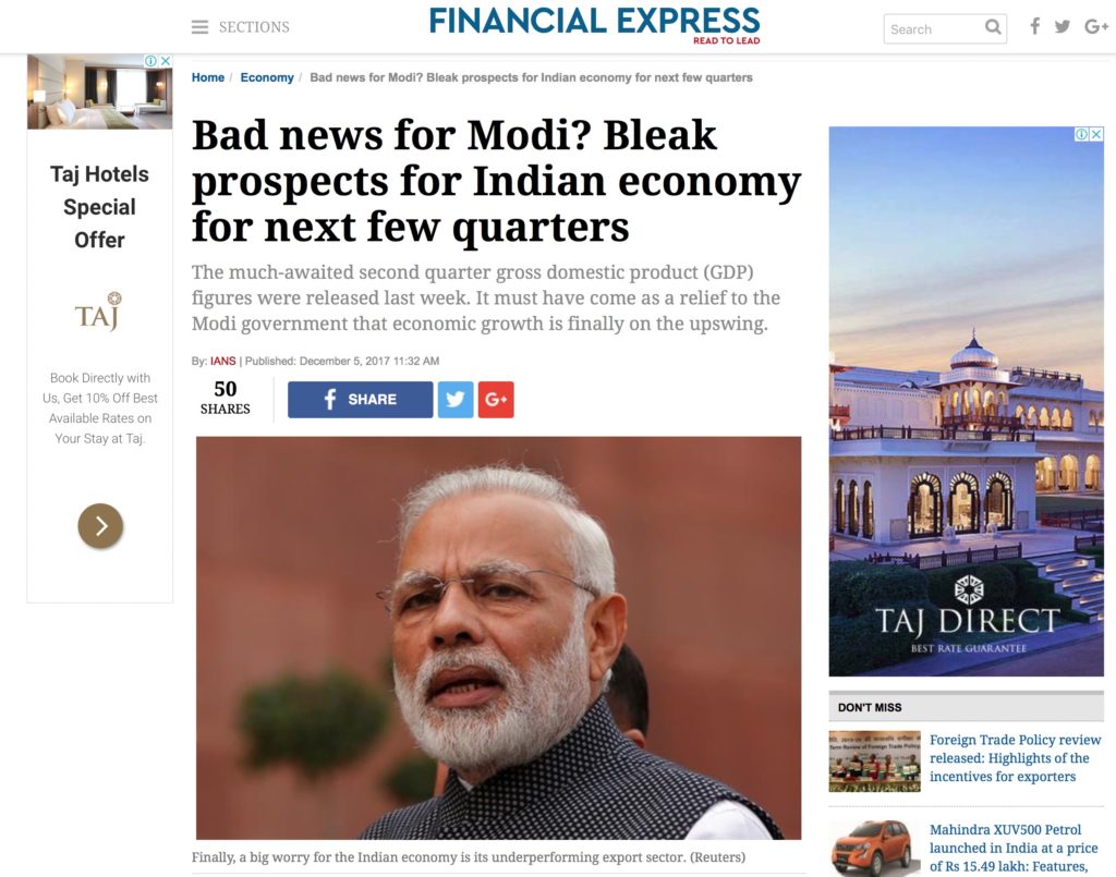 Bad news for Modi? Bleak prospects for Indian economy for next few quarters