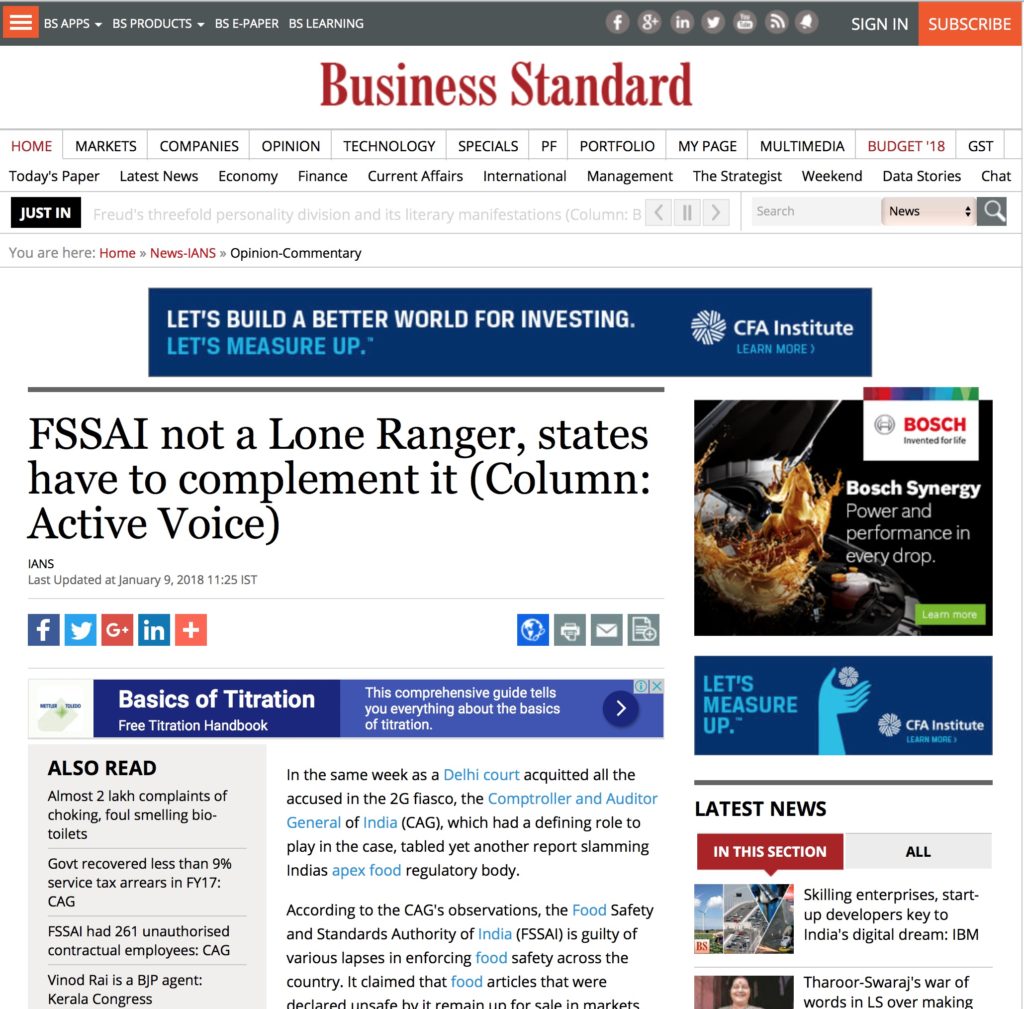 FSSAI not a Lone Ranger, states have to complement it