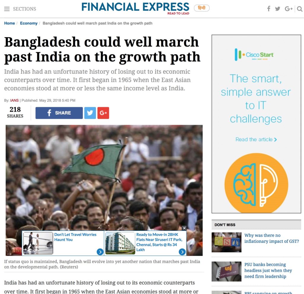 Bangladesh could well march past India on the growth path 