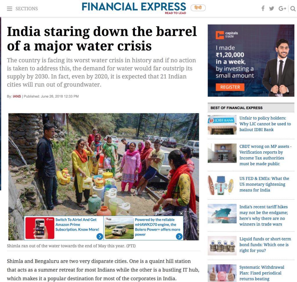 India staring down the barrel of a major water crisis