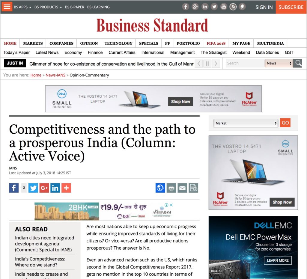 Competitiveness and the path to a prosperous India