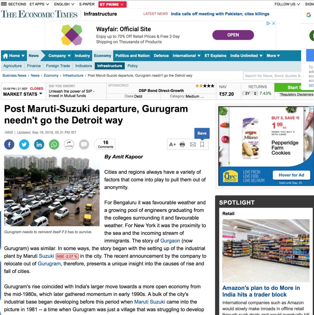 Post Maruti-Suzuki departure, Gurugram needn't go the Detroit way
