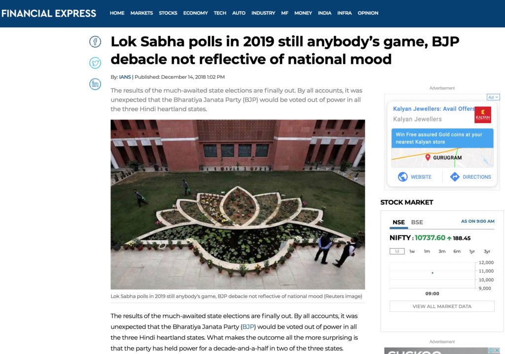 Lok Sabha polls in 2019 still anybody’s game, BJP debacle not reflective of national mood﻿