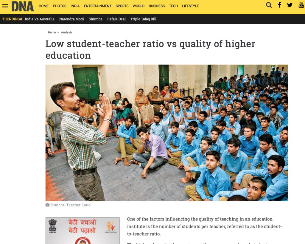 Low student-teacher ratio vs quality of higher education