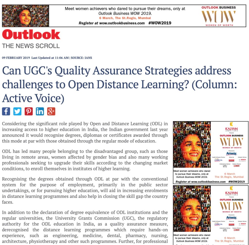 Can the UGC’s recent Quality Assurance Strategies Address Challenges in Open Distance Learning Education in India?
