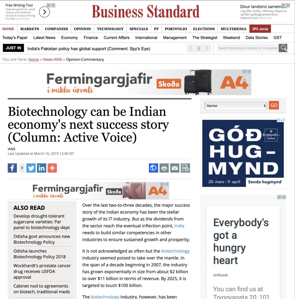 Biotechnology can be Indian economy's next success story
