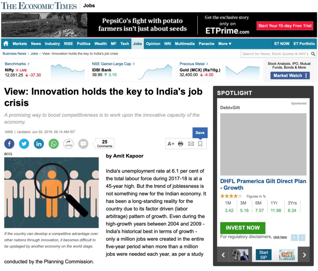 Innovation Holds the Key to India’s Job Crisis