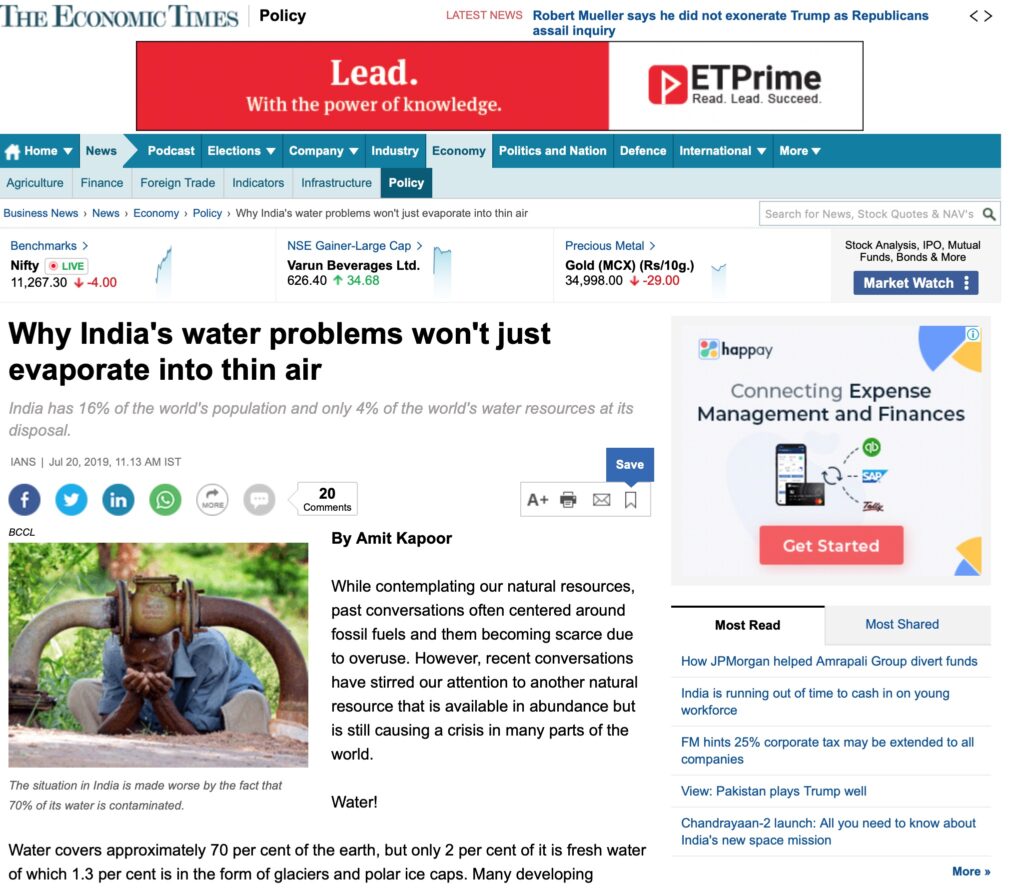 Economic remedies for water crisis