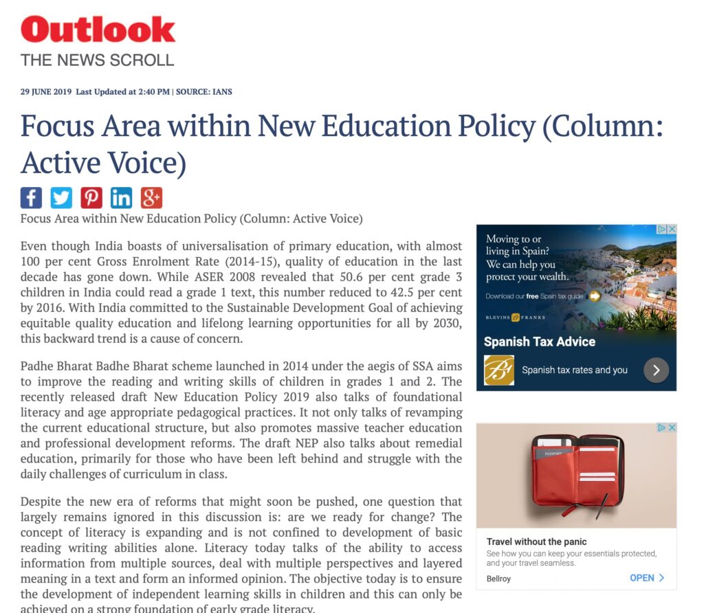Focus Area within New Education Policy