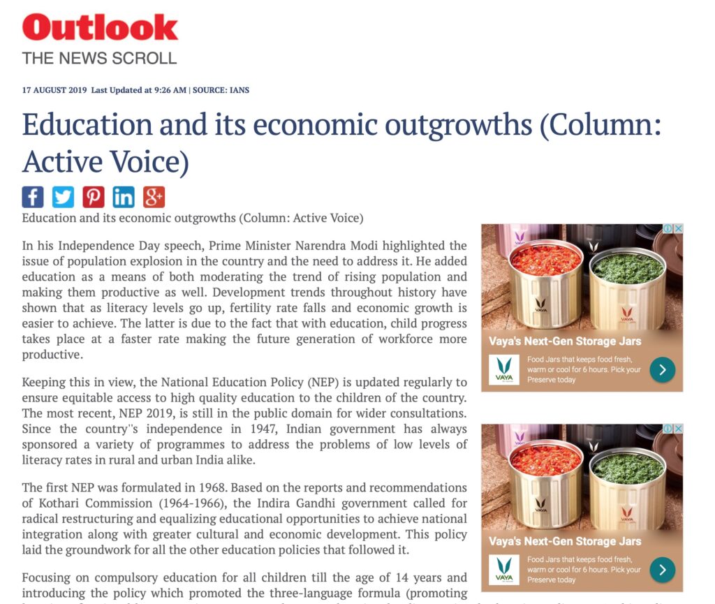 Education and its economic outgrowths