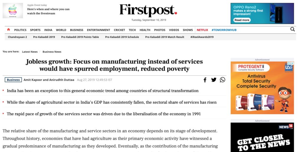 Jobless growth: Focus on manufacturing instead of services would have spurred employment, reduced poverty