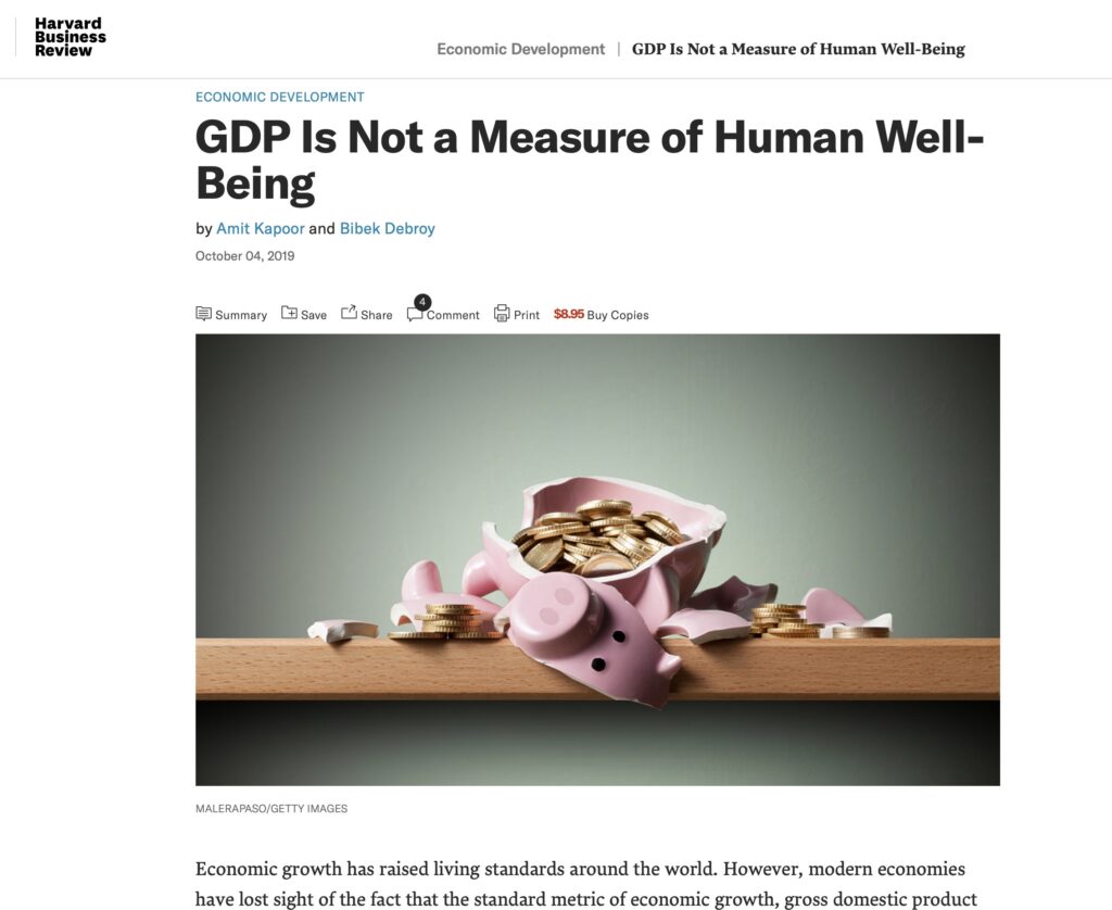 GDP Is Not a Measure of Human Well-Being