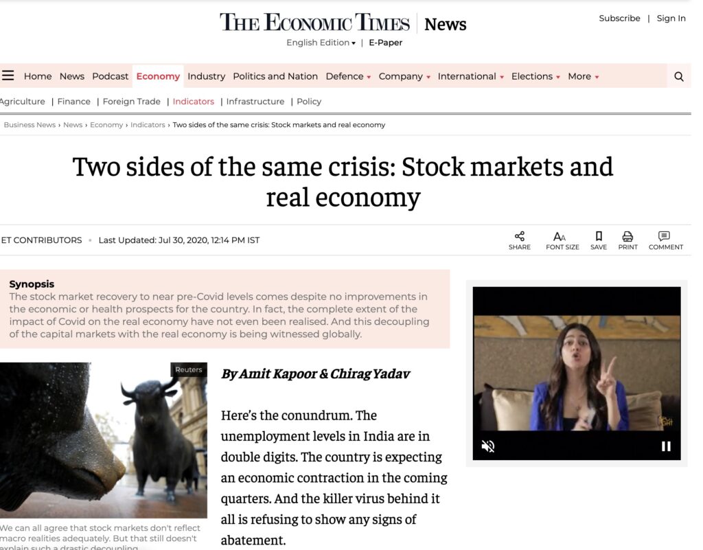 Two Sides of the Same Crisis: Stock Markets and Real Economy