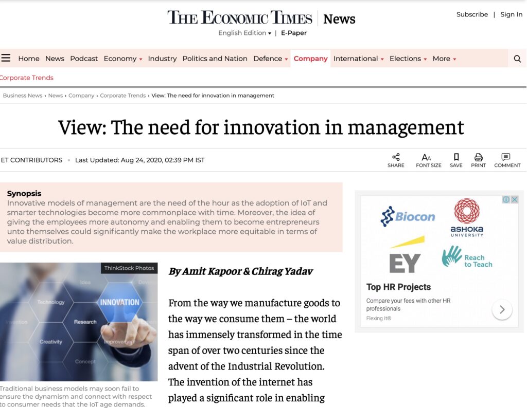 The Need for Innovation in Management