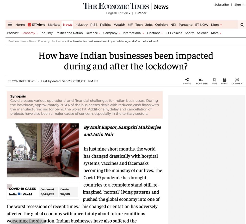 How have Indian Businesses been impacted during and after the lockdown?