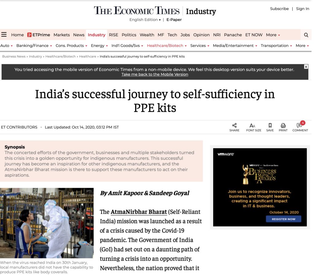 India’s successful journey to self-sufficiency in PPE kits