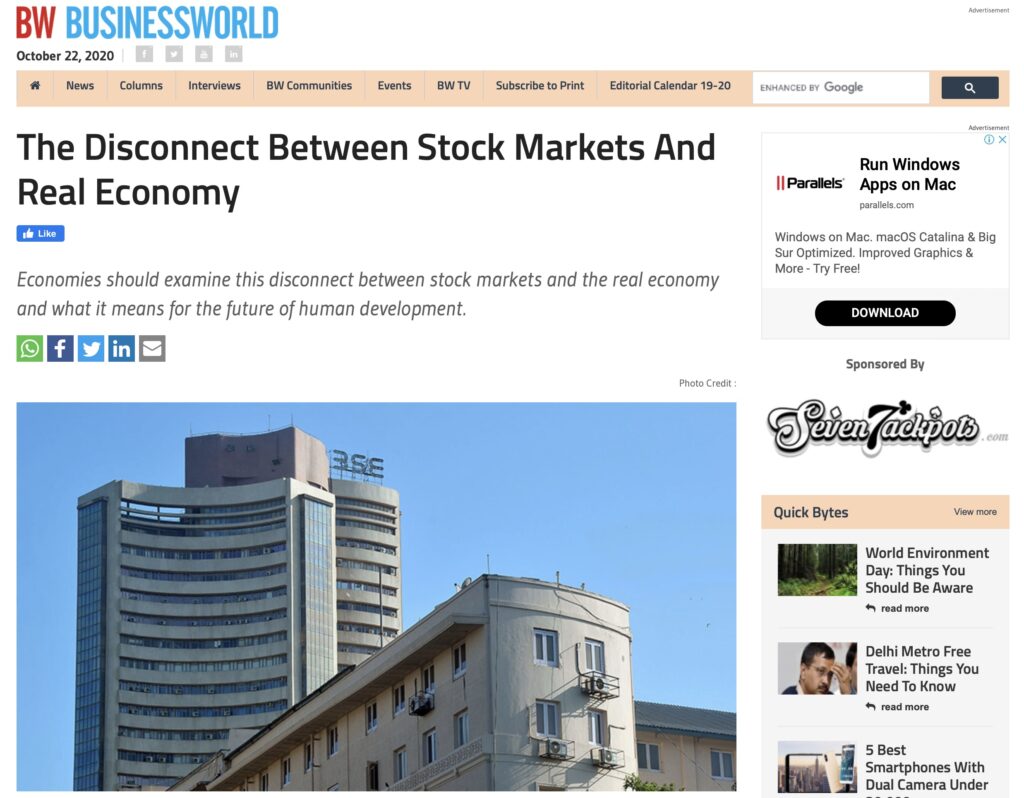 The disconnect between Stock Markets and Real Economy