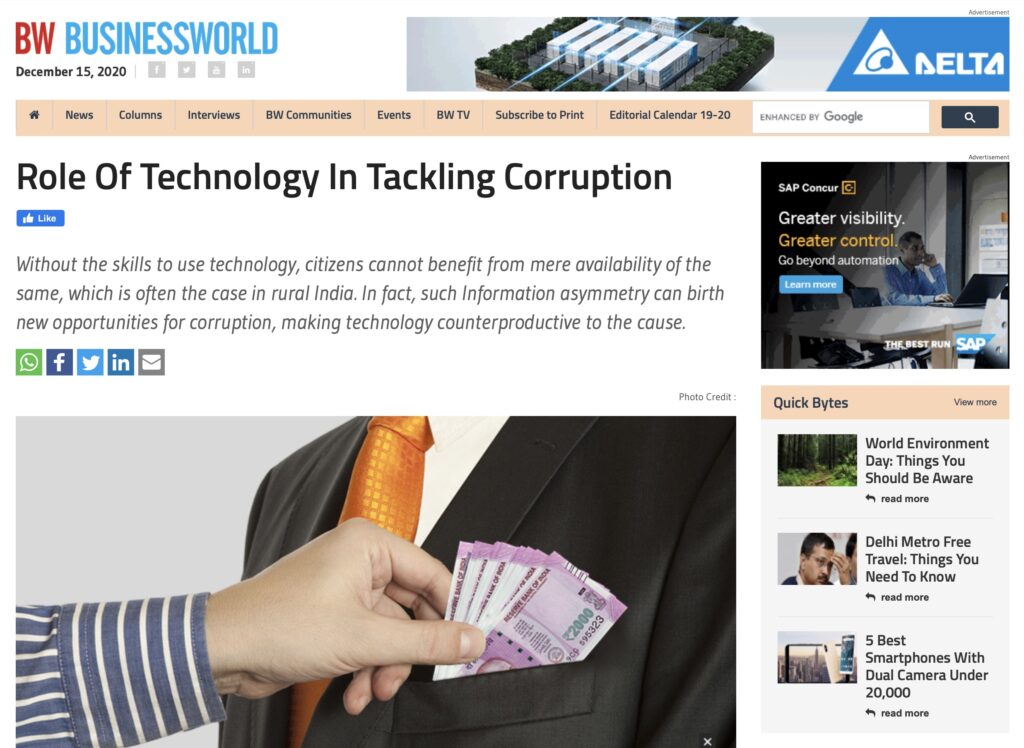 Role of technology in tackling corruption