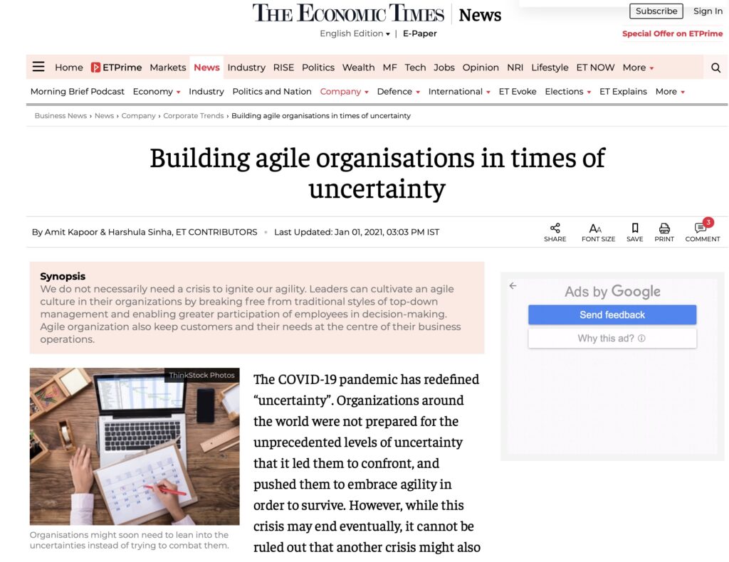 Building agile organisations in times of uncertainty