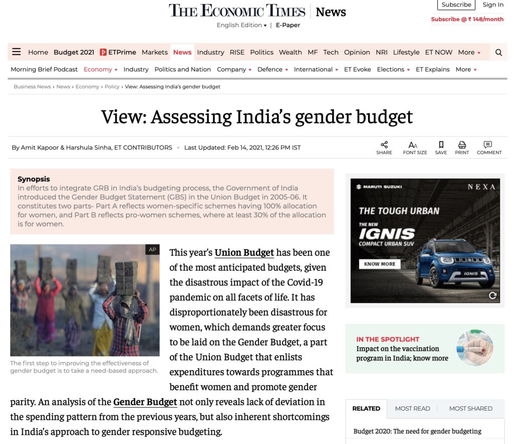 Assessing India’s Gender Budget