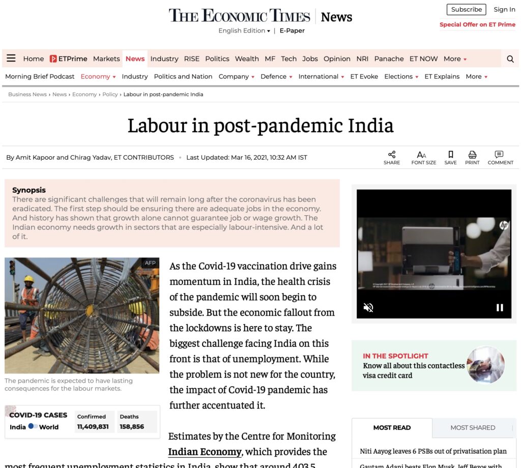 Labour in Post-Pandemic India