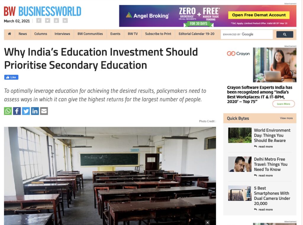 Why India’s Education Investment Should Prioritise Secondary Education