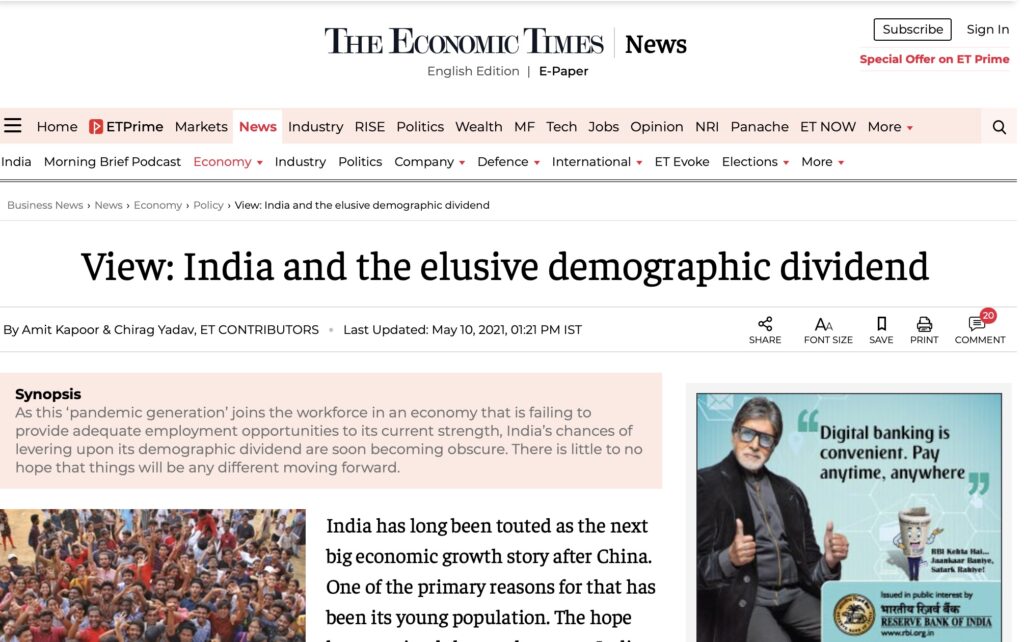 India and the Elusive Demographic Dividend