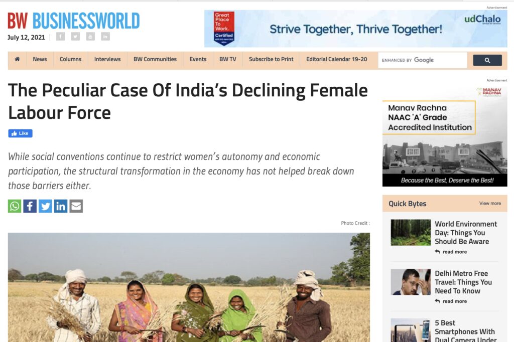 The peculiar case of India’s declining female labour force