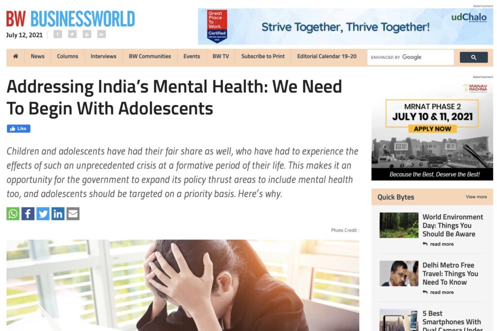 Addressing India’s mental health: We need to begin with adolescents