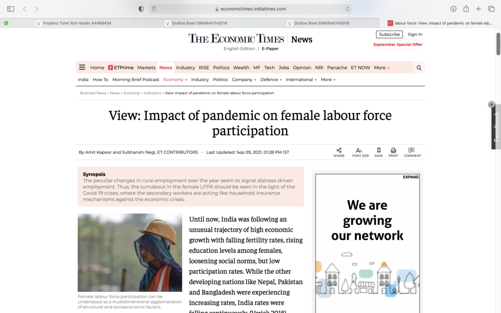 Impact of Pandemic declining on female labor force participation