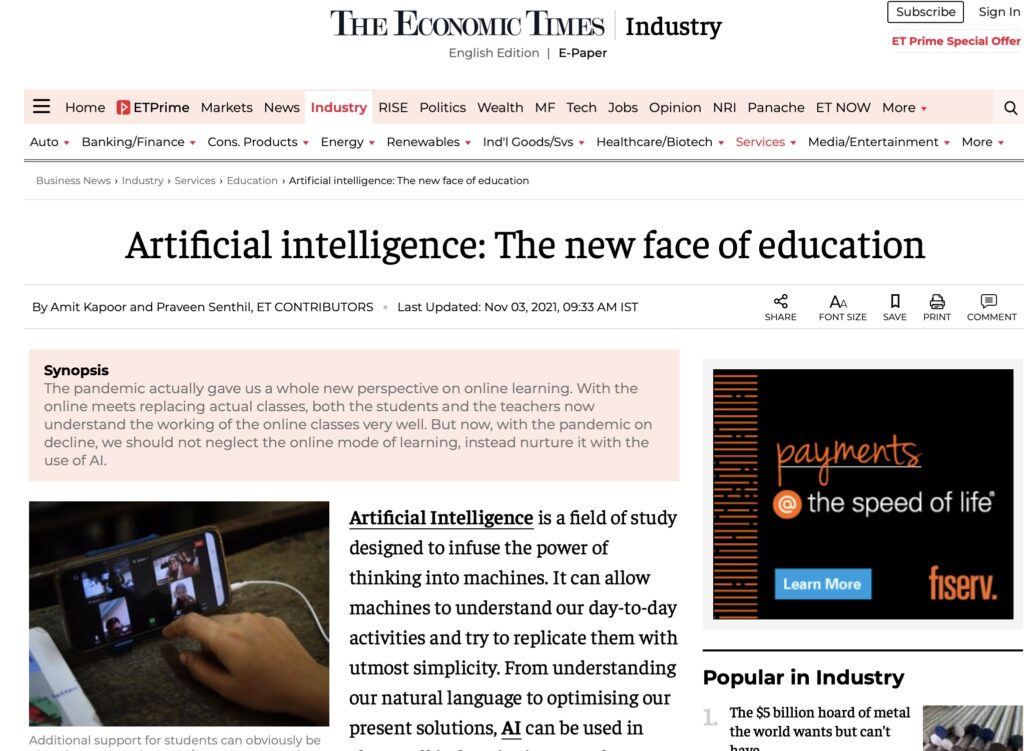 Artificial Intelligence:The New Face of Education