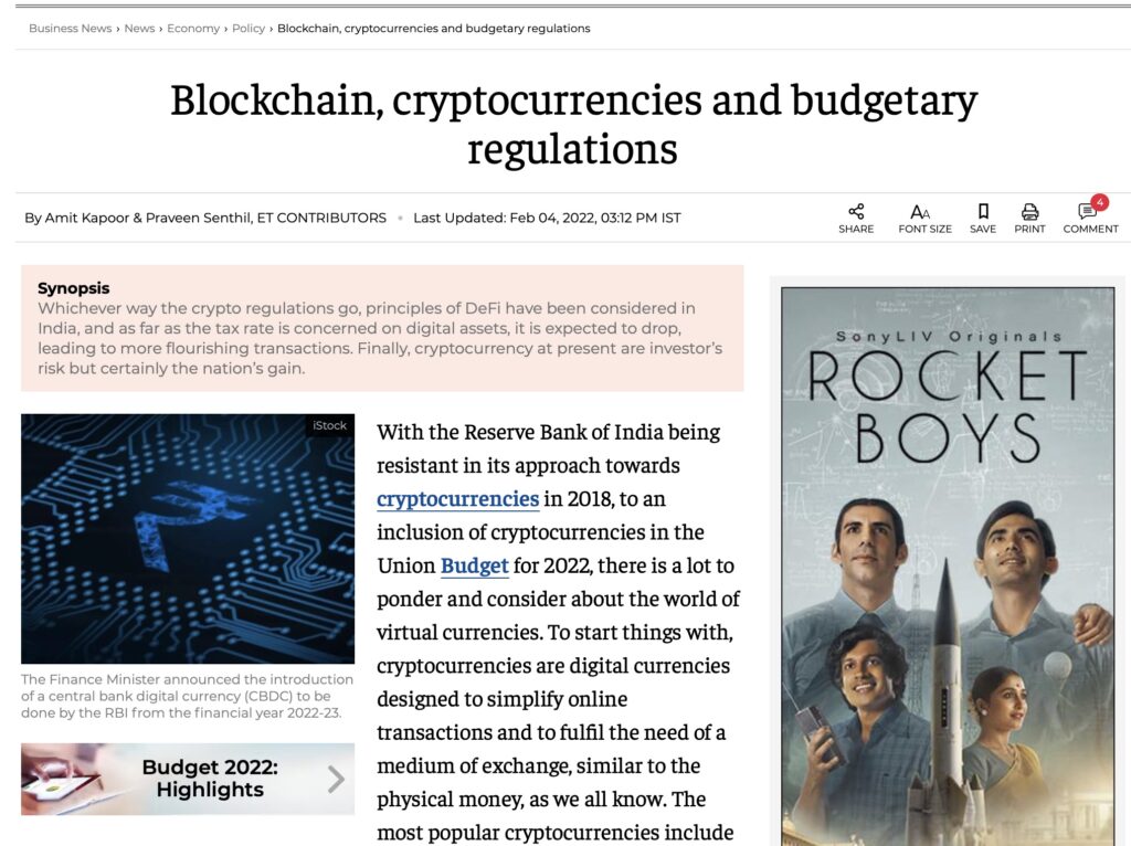 Blockchain, Cryptocurrencies and Budgetary Regulations