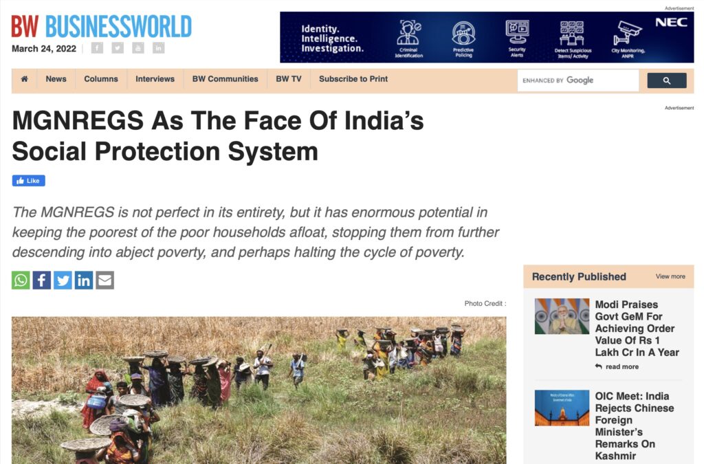 From Paper to Field: MGNREGS as the face of India’s Social Protection System 