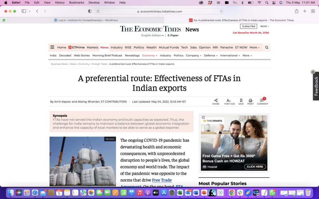 A preferential route: Effectiveness of FTAs in Indian exports 