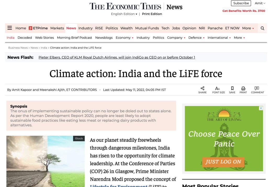 Climate action: India and the LiFE force 